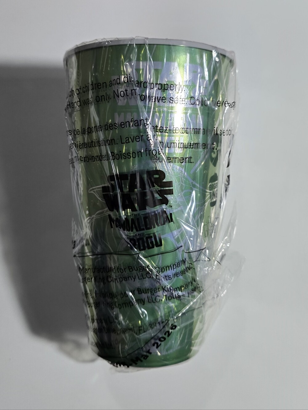 Star Wars Burger King Plastic Cup 2026 The Mandalorian And Grogu, Green